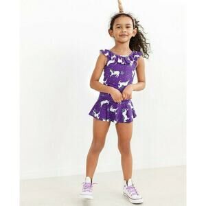 HANNA ANDERSSON | sz 18-24 /80 cm Girl's Purple Sunblock Unicorn Skirted Tankini